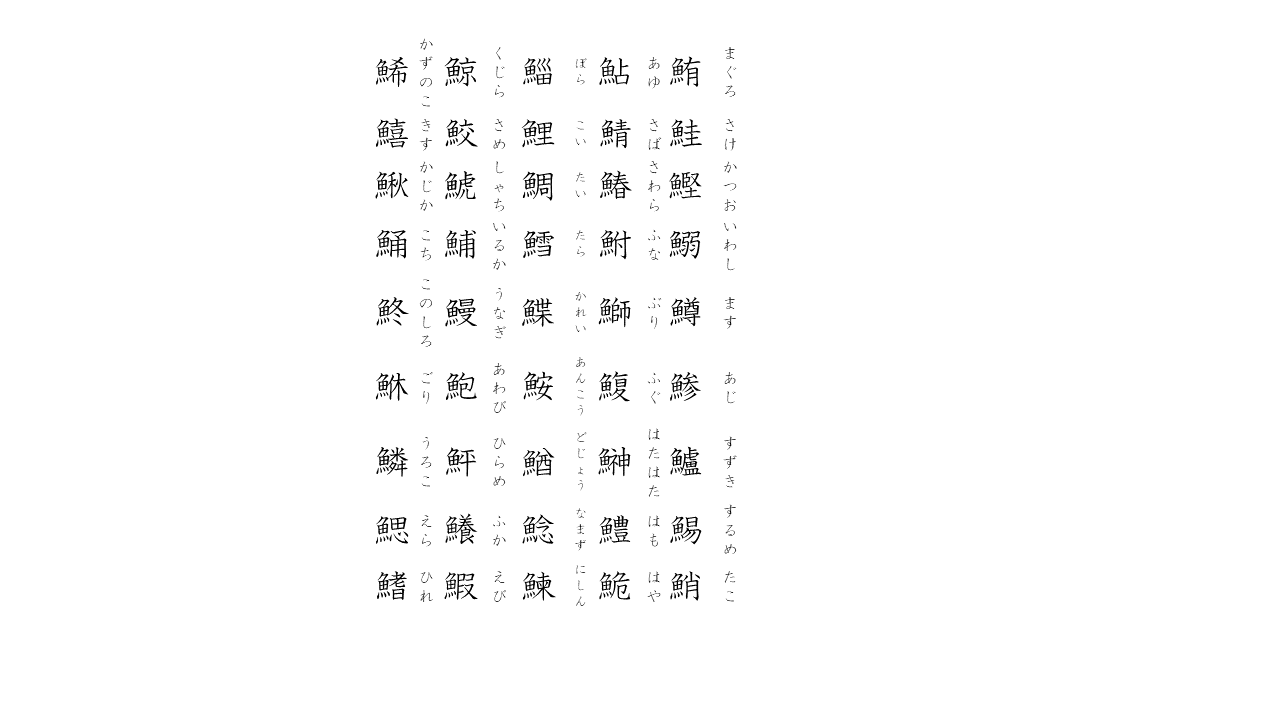 魚偏の漢字一覧と漢字クイズ ハレジョブ